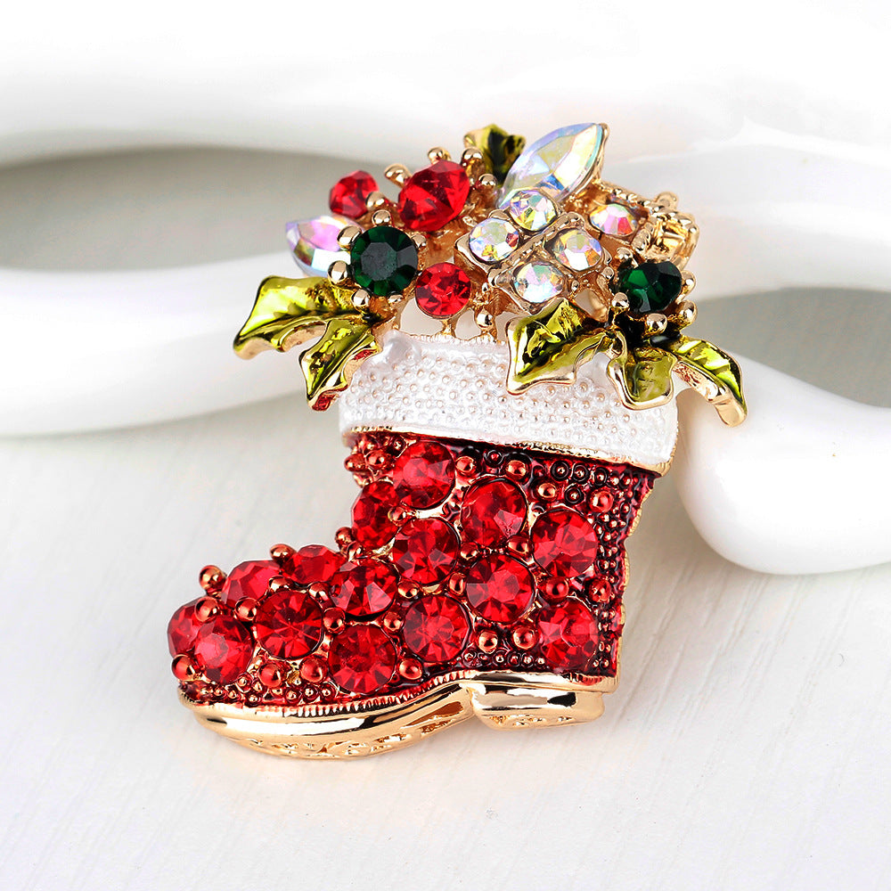 Nuevo Broche de Aleación Botas Navideñas de Moda