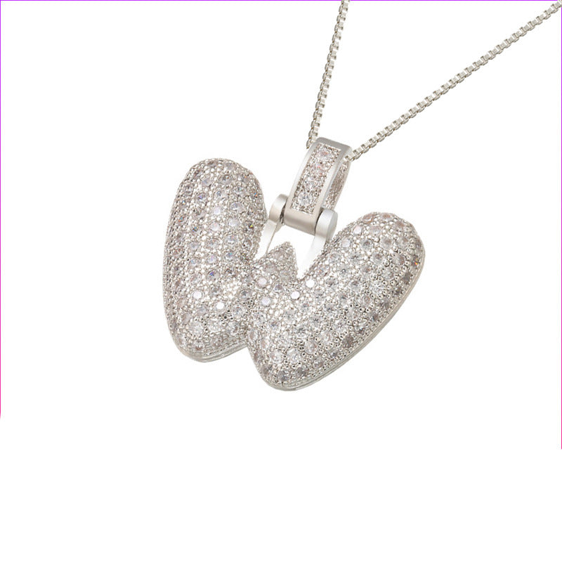 Schlüsselbeinkette Kupfer Mikro-intarsierte Zirkon 26 Buchstaben-Anhänger-Halskette für Frauen Geburtstag Schmuck Geschenke