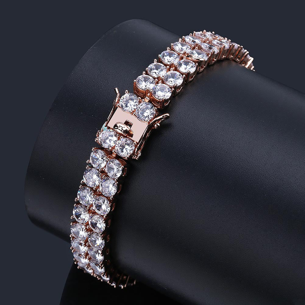 Pulsera de hombre de doble fila con circonitas microincrustadas