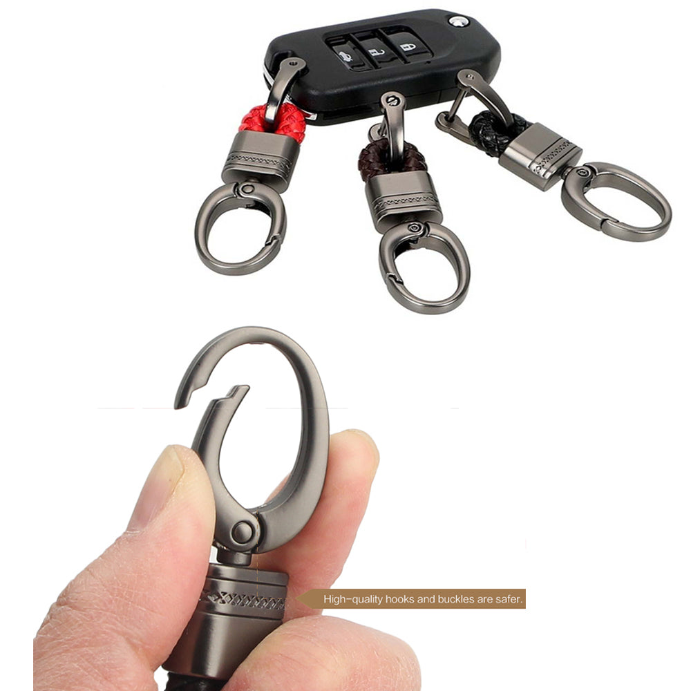 Llavero de metal creativo con cuerda trenzada para coche