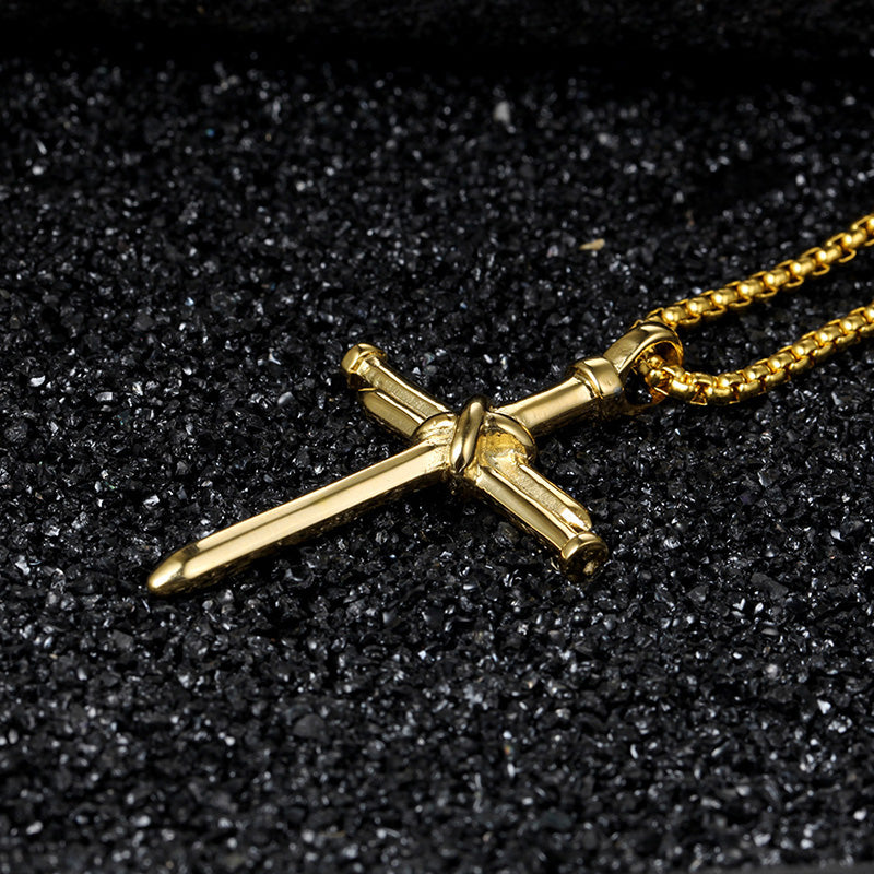 Hip Hop Stainless Steel Nail Cross Pendant Men Necklace