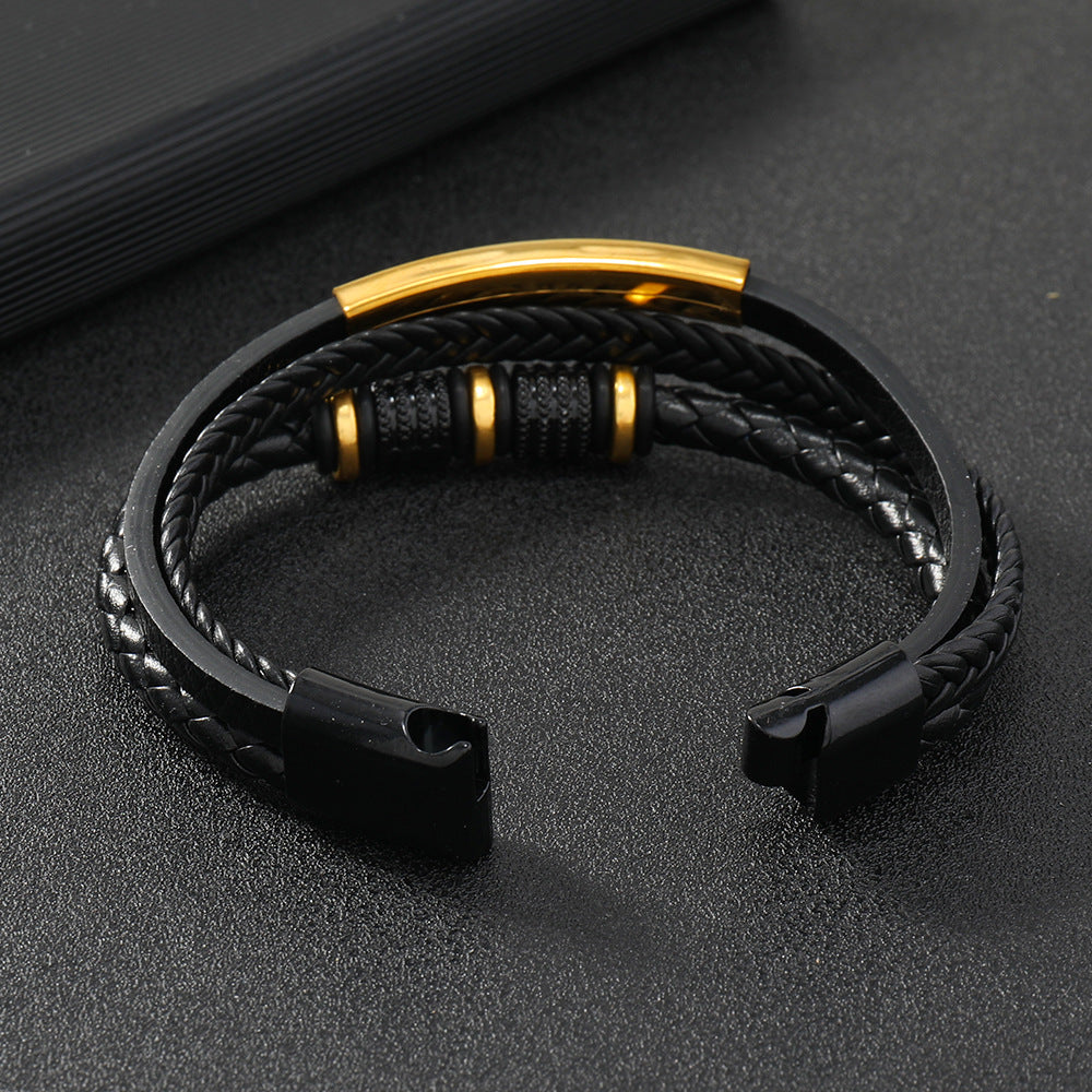 Fashion Men's Personality Magnetic Snap Leather Bracelet