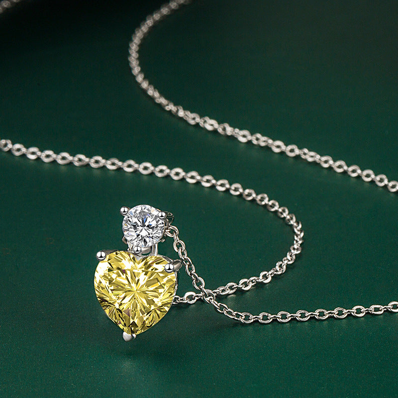 Mosan Diamant Herz Gelber Diamant Diamant Halskette Anhänger