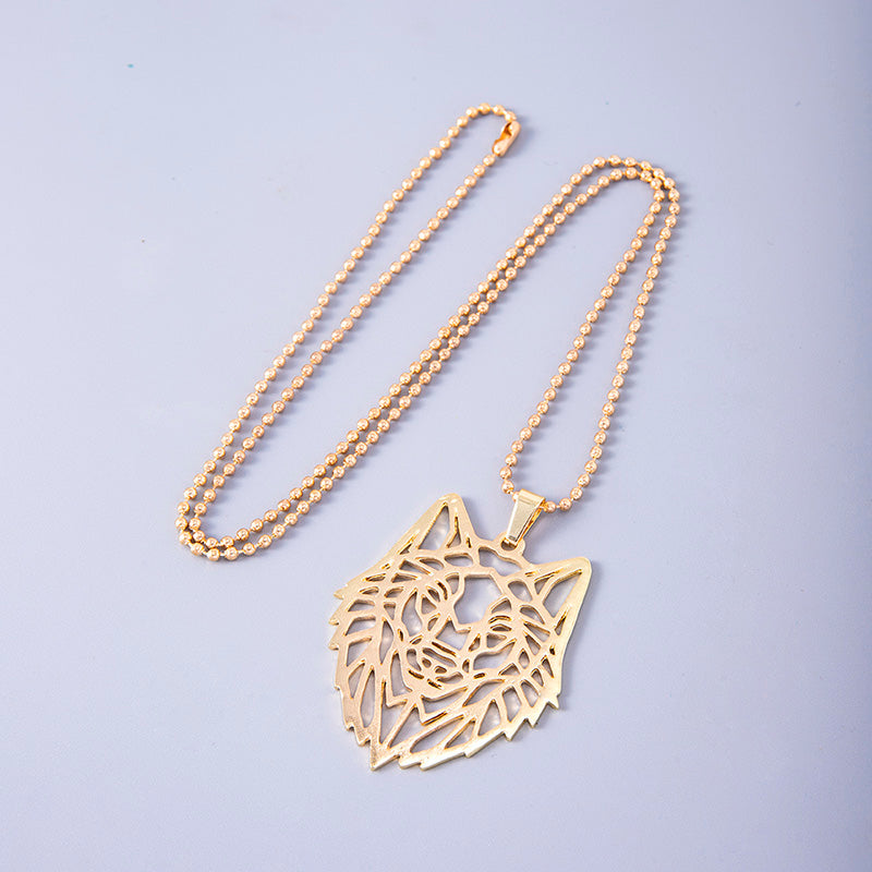 Halskette mit Wolfskopf-Anhänger aus Edelstahl für Herren Tierschmuck