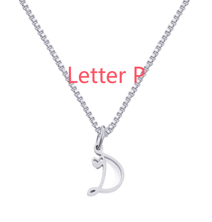 26 Love Letters Titanium Steel Pendants Necklace