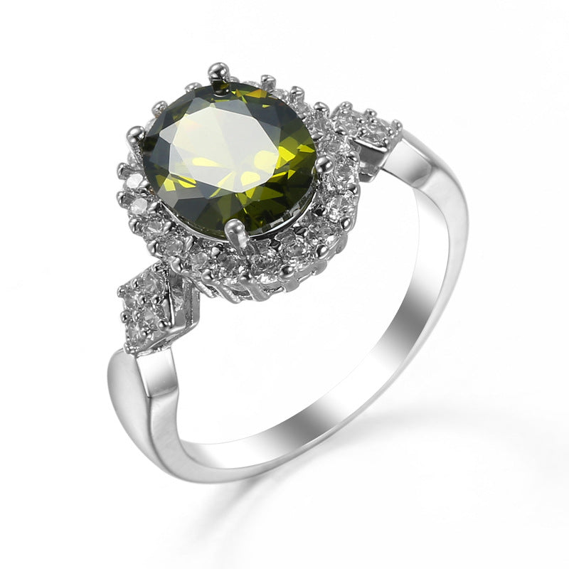 Anillo de joyería de cristal rojo con temperamento a la moda