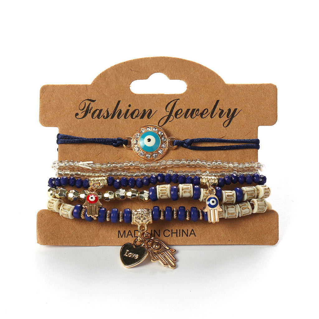 Pulsera de cuerda trenzada ajustable de varias capas y elementos múltiples