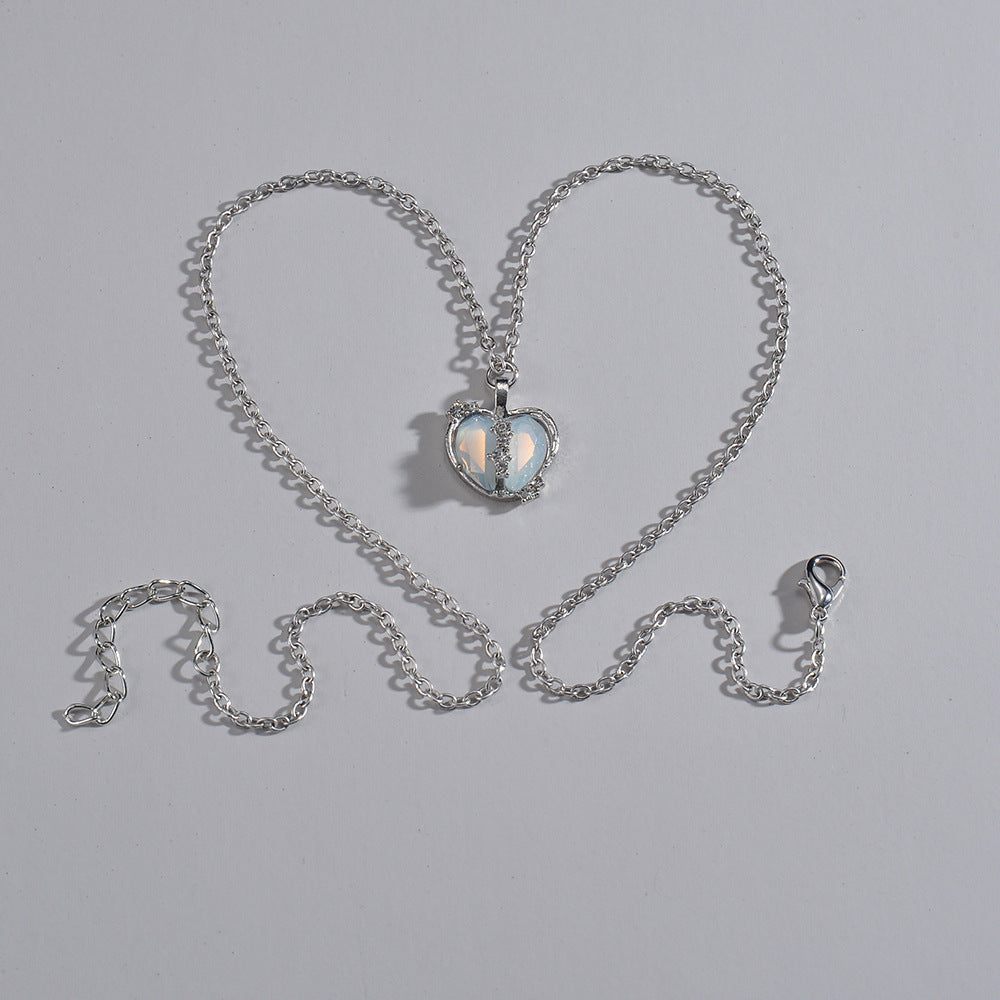 Ornament Mondstein Halskette Geteilte Liebe Damen