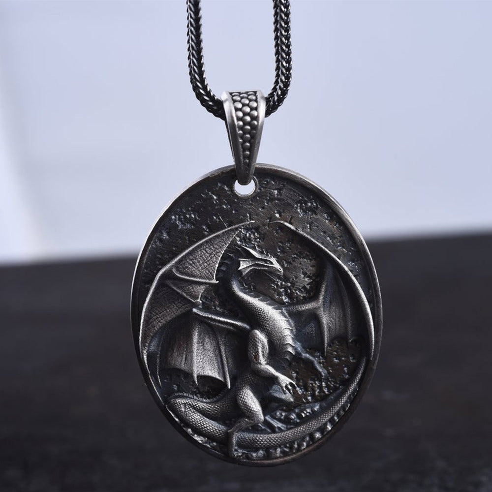 Herren Western Drachen Tier Hip Hop Anhänger Halskette