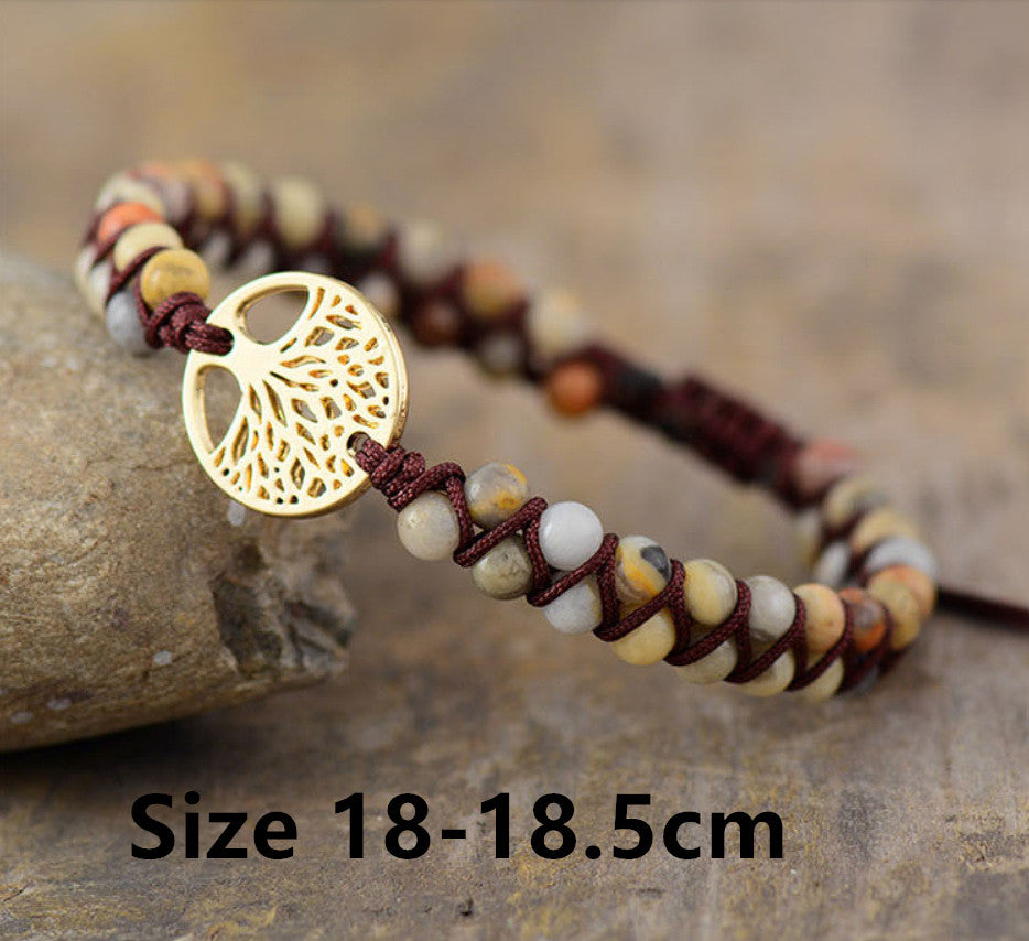 Pulsera de la amistad para amantes, de yoga, tejida a mano con cuentas de ágata natural