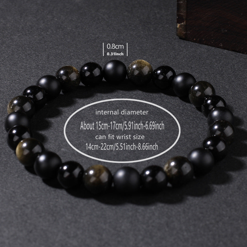 Natural Stone Bracelet Jin Yaoshi Black Agate Men's Sports High Sense