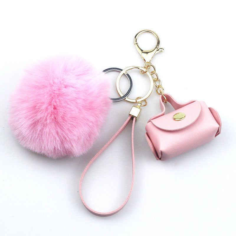Llavero de bolso de cuero creativo con adornos de moda