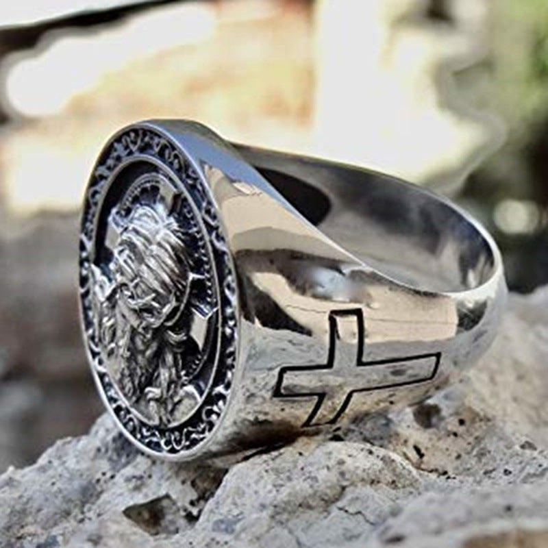 Mode Jesus Kreuz Herren Punk Ring