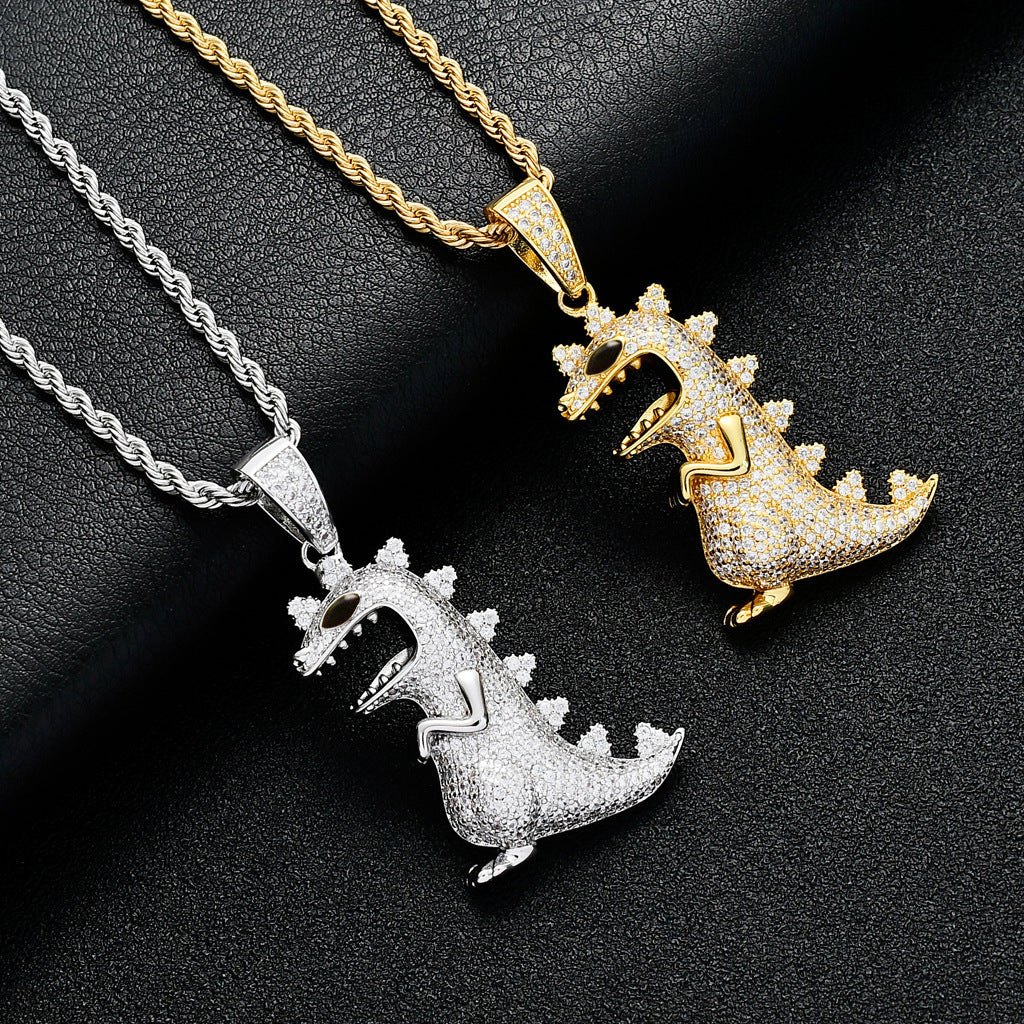 Hip-Hop-Stil Dinosaurier-Anhänger Halskette Deko-Accessoires für Feiertags-Party-Geschenk