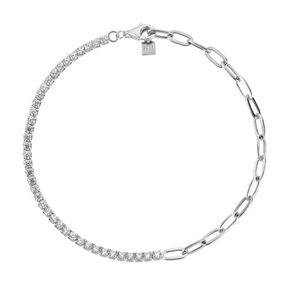 S925 Sterling Silver Diamond Stitching Adjustable Bracelet
