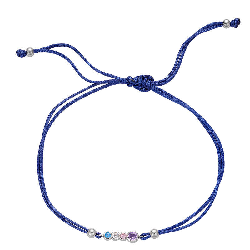 S925 Sterling-Silber farbiger Zirkon geflochtenes Armband