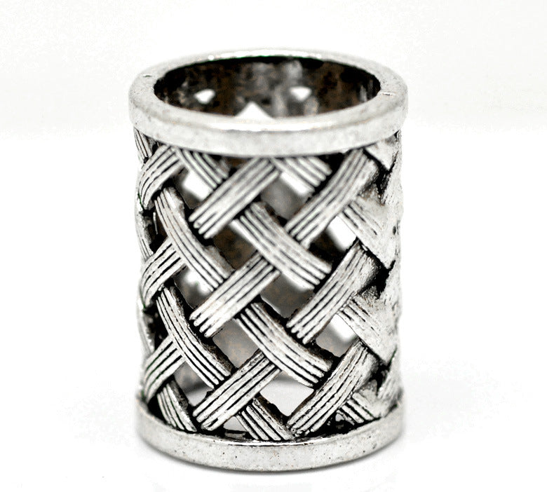 Adornos Accesorios Cuentas de Agujero Grande Plata Antigua Tallado Hueco