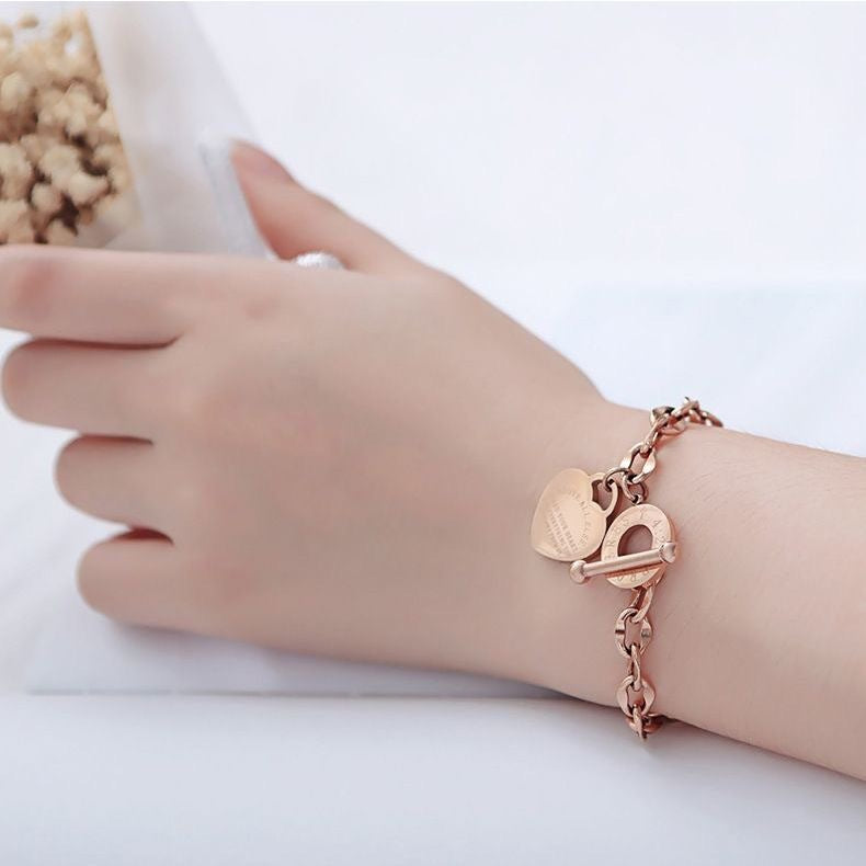 Heart-shaped Stainless Steel Heart-shaped Bracelet Light Luxury Ornament