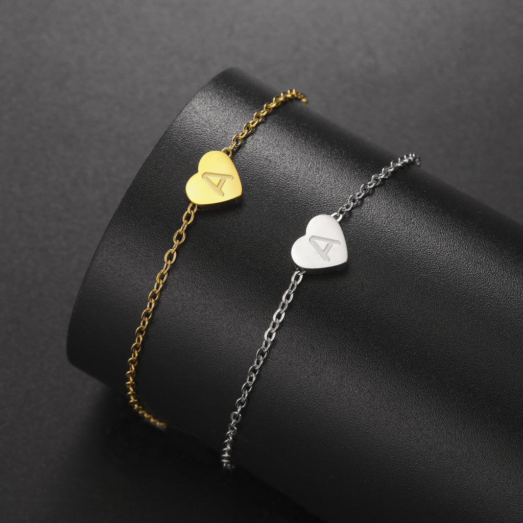 Mode Edelstahl 26 Englische Buchstaben Mit Herz Anhänger Armband