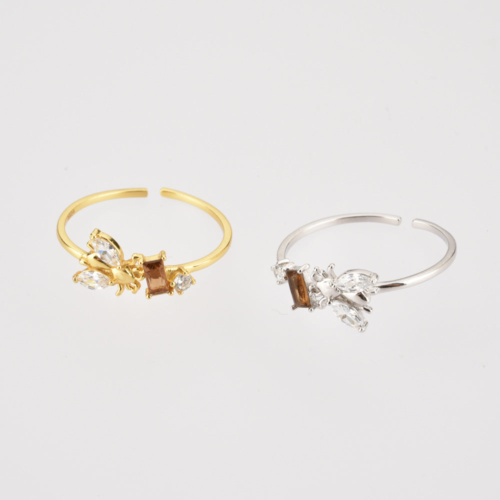 Verstellbarer Bienenstock-Ring aus Sterlingsilber, Lebhafter Mund, Feiner Schmuck