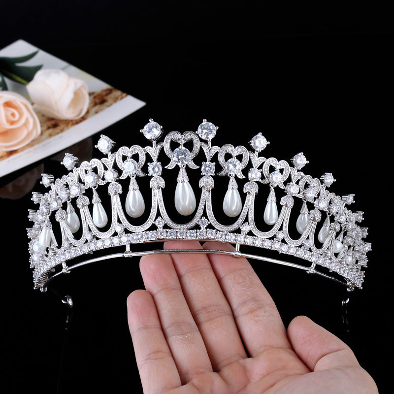 Haarschmuck Braut Hochzeit Zirkon Krone Perlen Tränen Hochzeit Tiara