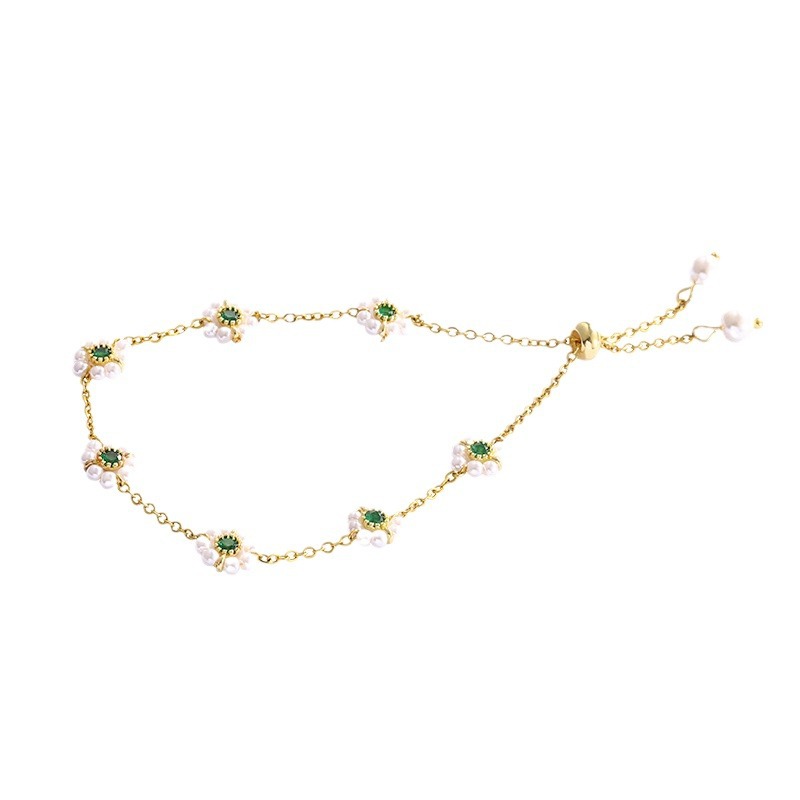 Perlenblumen-Armband, vielseitig kombinierbar, modisches verstellbares Kettenarmband