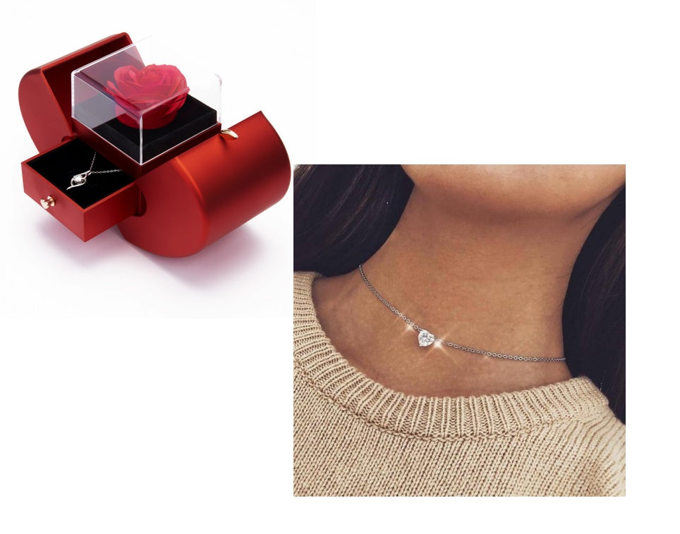 Crystal Heart Choker Necklace