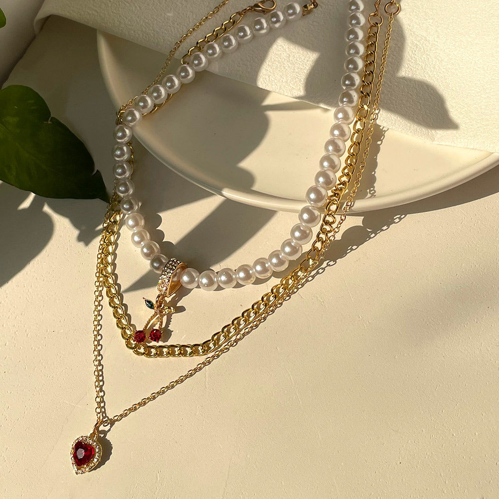 Perlenkette Pärchen Liebe Accessoires Mehrschichtige Halskette