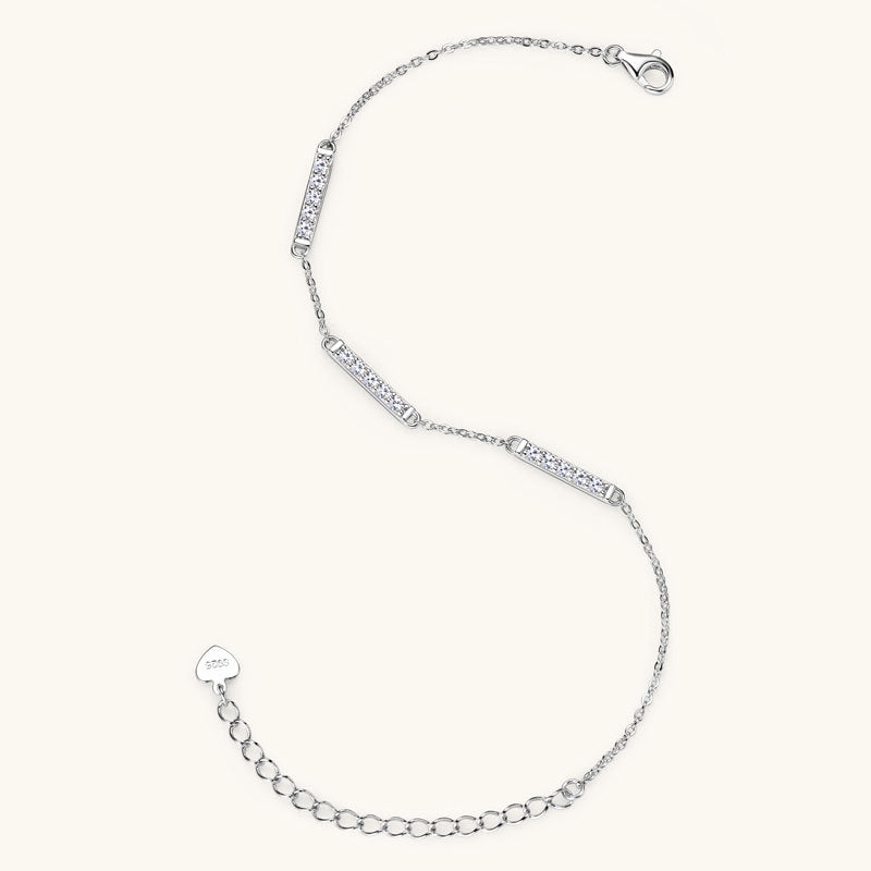 Women's Sterling Silver Simple Moissanite Bracelet