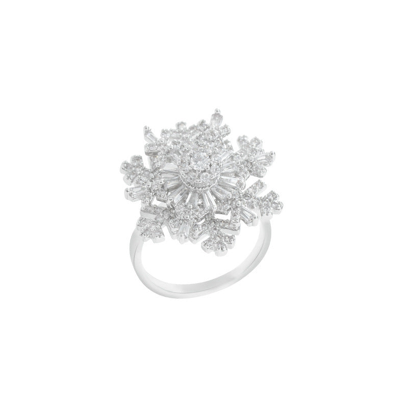 Anillo Giratorio de Copo de Nieve para Mujer