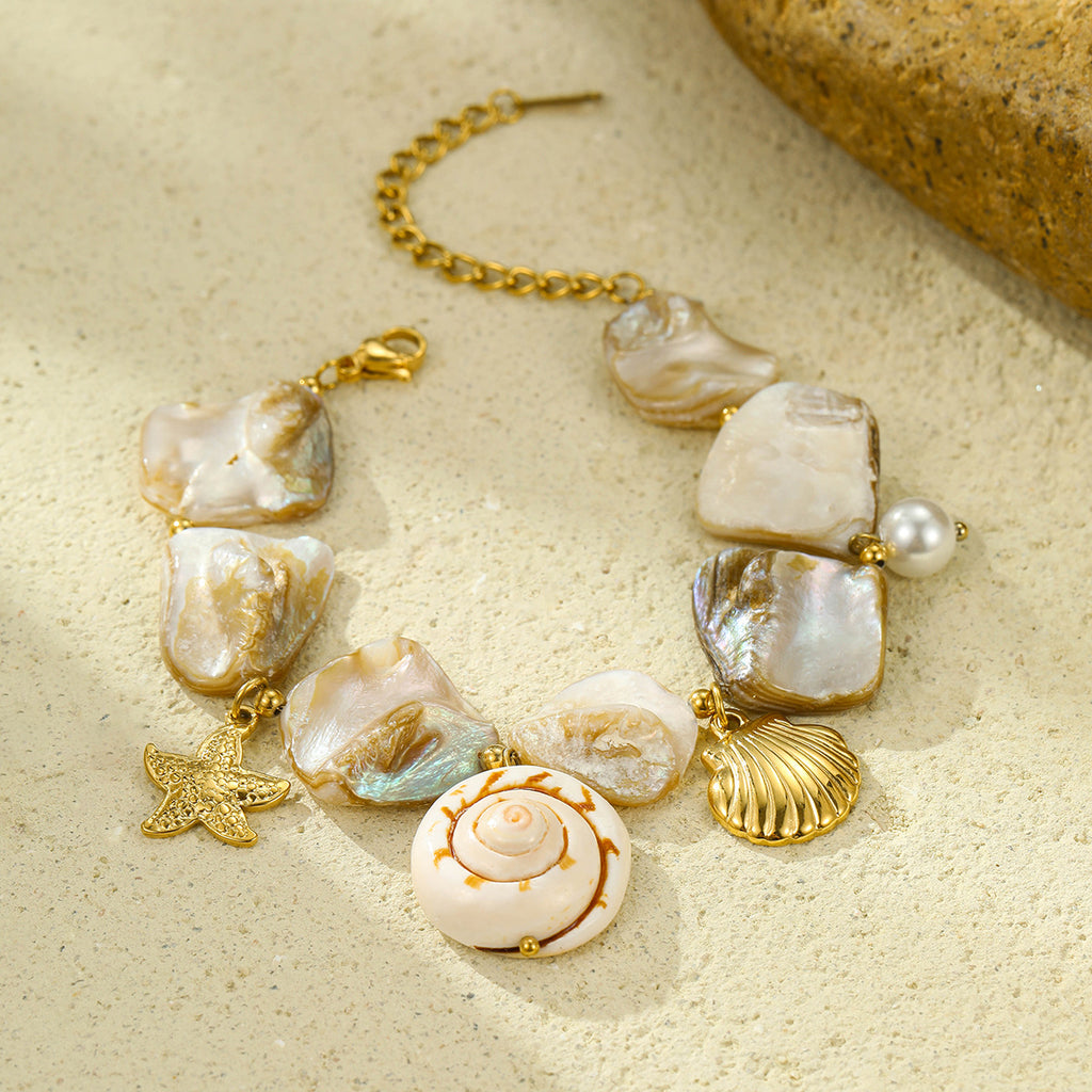 Stainless Steel Bracelet Beach Shell Pearl