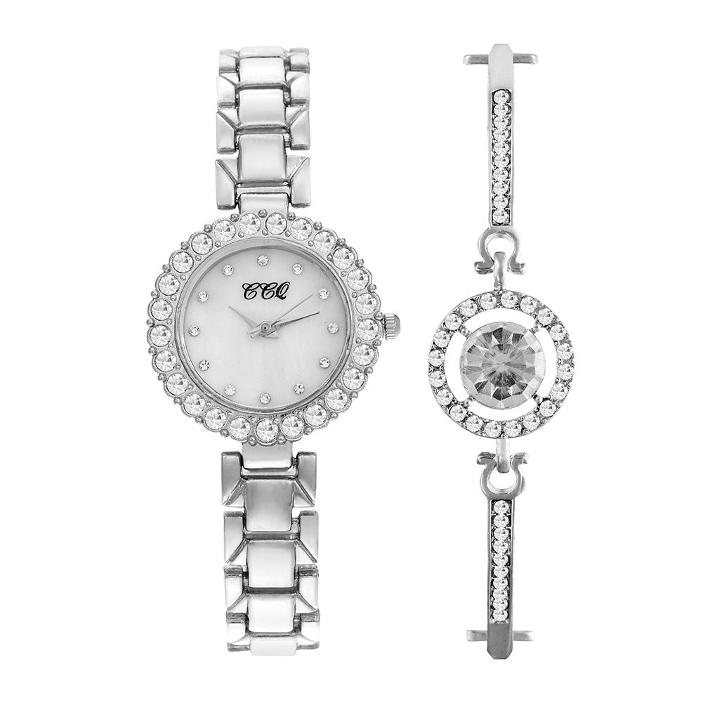 Traje de reloj con brazalete de diamantes de moda para mujer