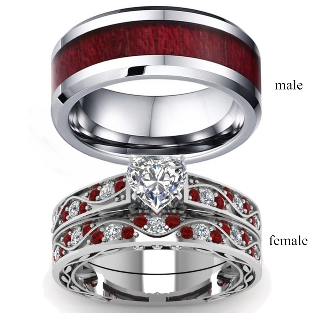 Anillos de mujer con circonitas Anillos de pareja combinados de moda europea y americana para hombres y mujeres