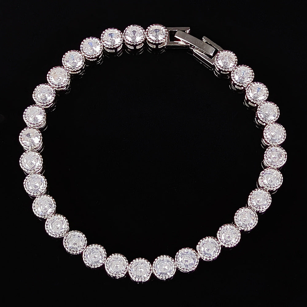 Simple Stylish Round Zircon White Adjustable Bracelet