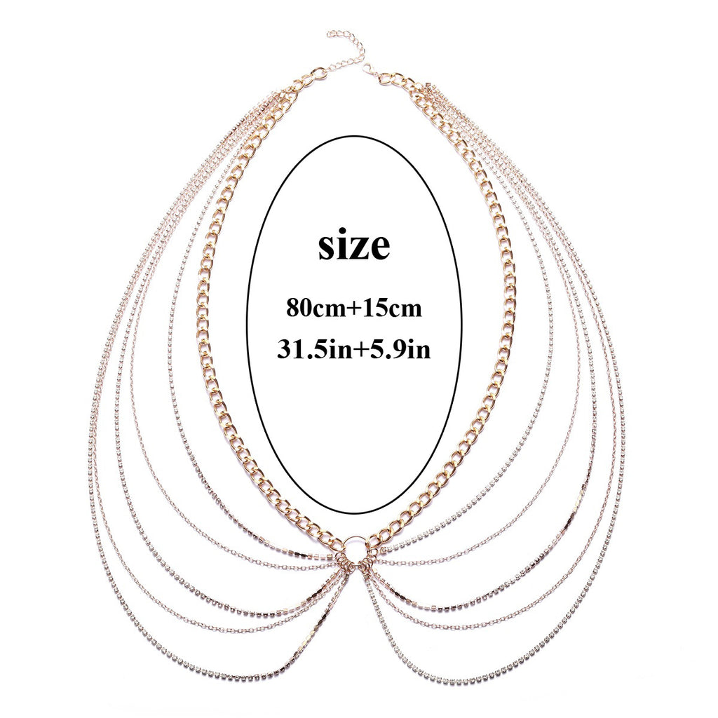 Women's Rhinestone Shiny Multi-layered Tassel Waist Chain