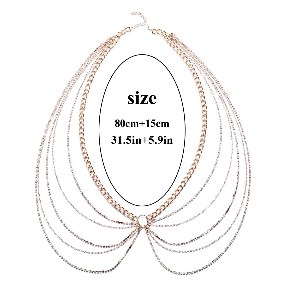 Women's Rhinestone Shiny Multi-layered Tassel Waist Chain