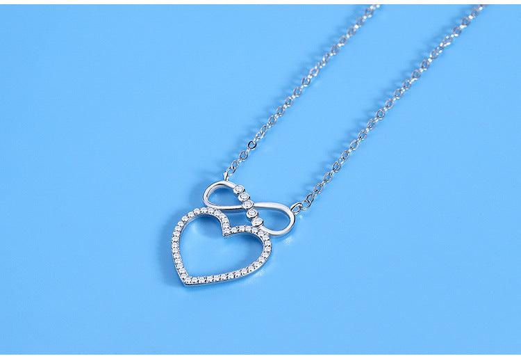 Herzförmige Schleife Zirkon-Anhänger Schlüsselbeinkette Schmuck Halskette