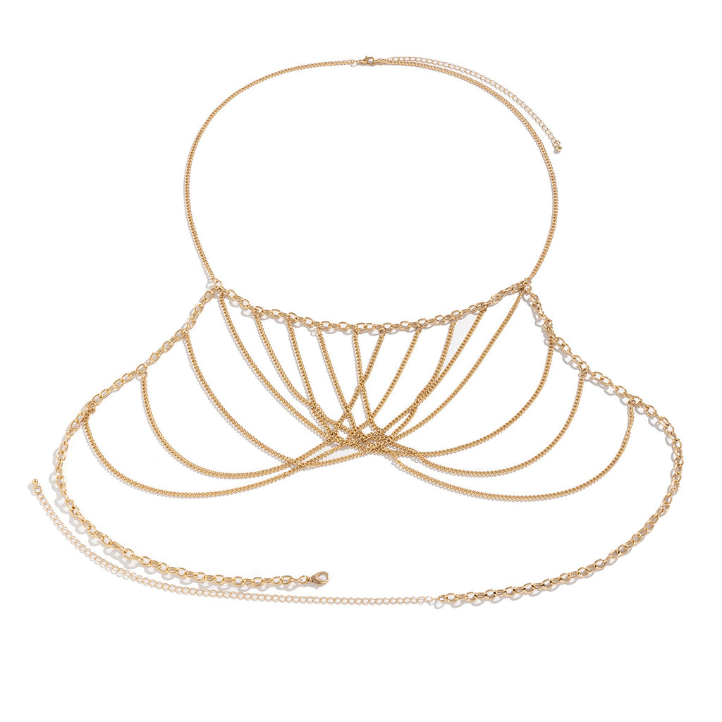 Damen Schmuck Metallkette Bikini Brustkette