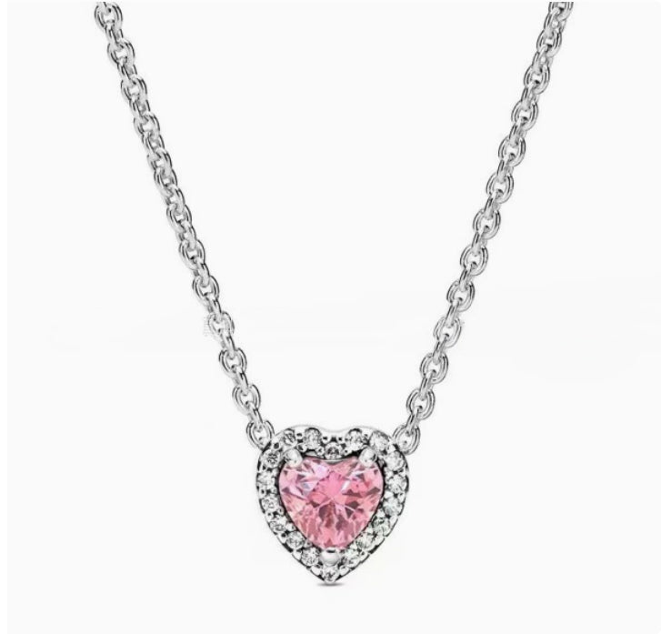 925 Silver Color Diamond Inlaid Necklace With White Copper Electroplating