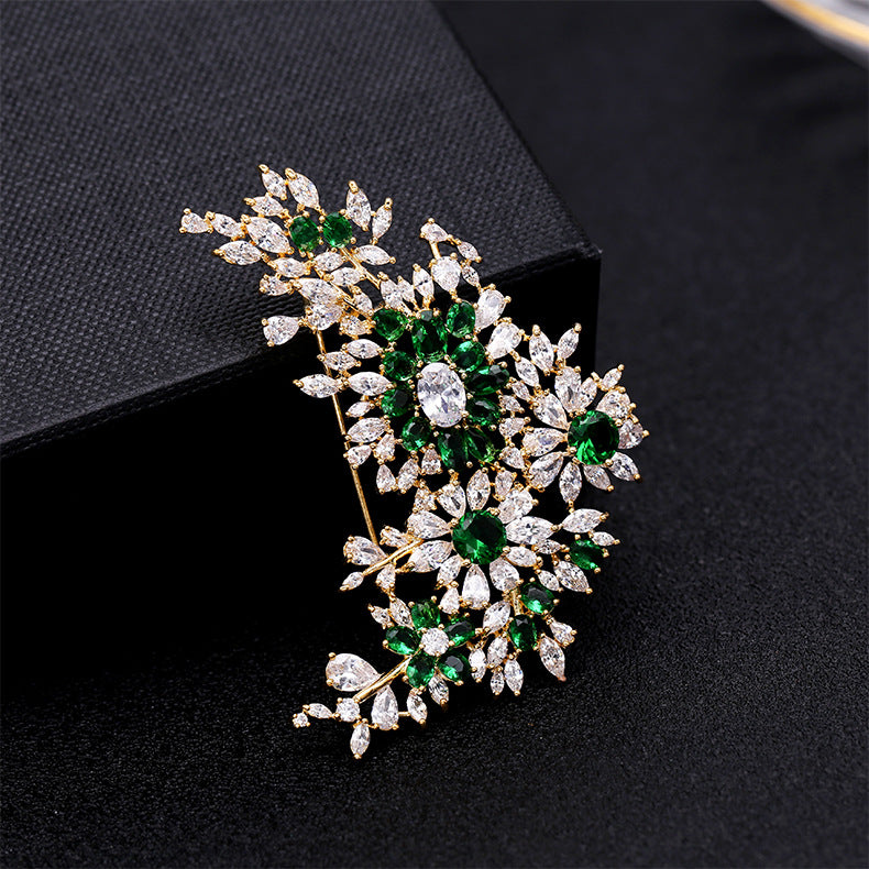Broche de Moda de Cobre con Incrustaciones de Zirconia 3A para Mujer