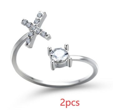 Nuevo Diseño Anillo Ajustable con Letra Inicial 26 Joyería de Moda para Mujeres Joyería Simple y Elegante