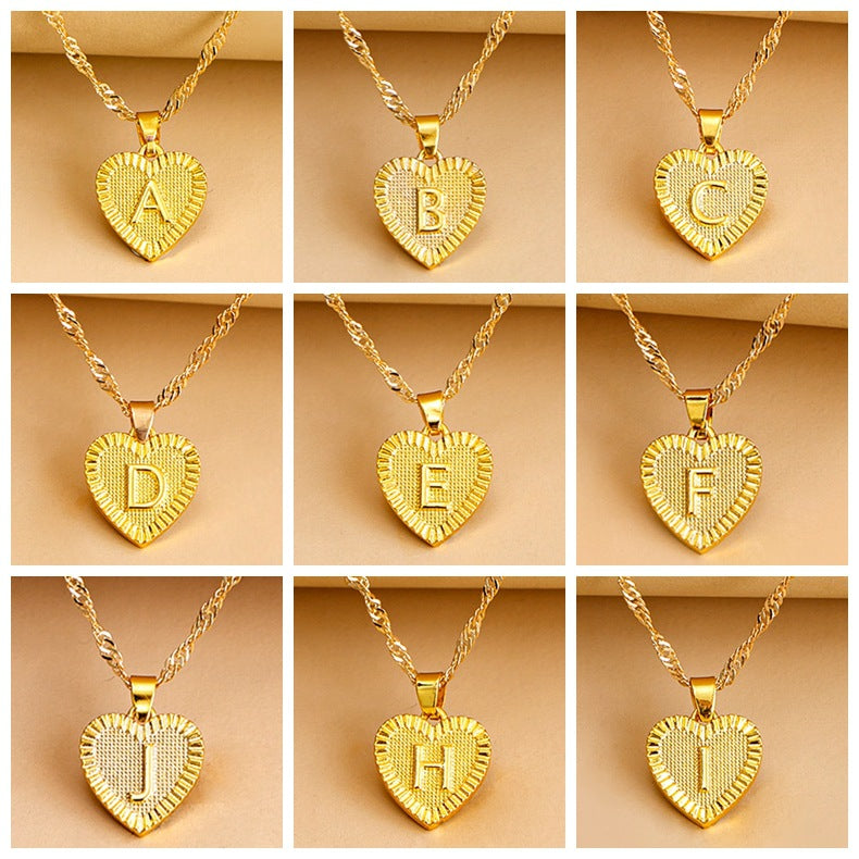 26 English Initial Letter Pendant Necklaces For Women