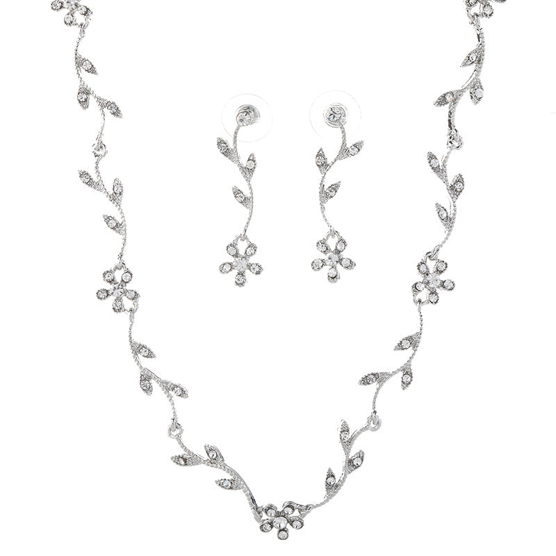 Diamant-Blatt-Perlen-Langhalskette