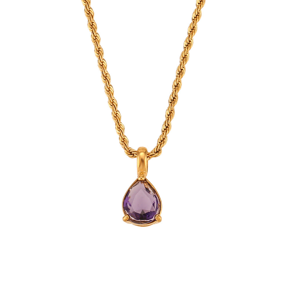 Ins Fashion Retro Stainless Steel Niche Drop Diamond Necklace