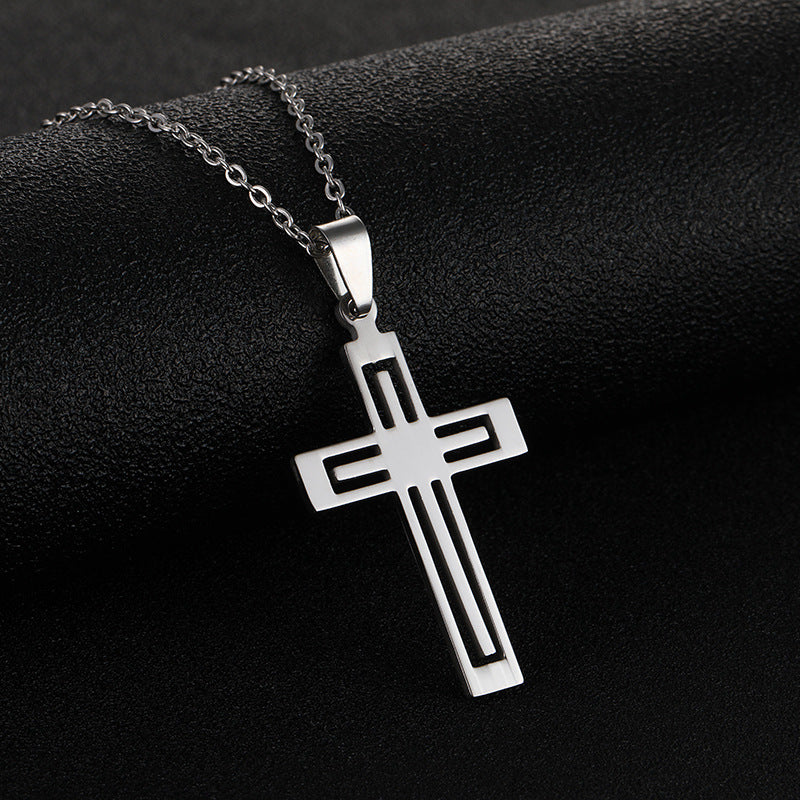 Männer und Frauen All-Matching Edelstahl Kreuz Anhänger Halskette