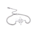 Pulsera de Acero Inoxidable con Cadena de Caja de Doble Agujero en Forma de S con Nudo de Bruja de Diseño Versátil