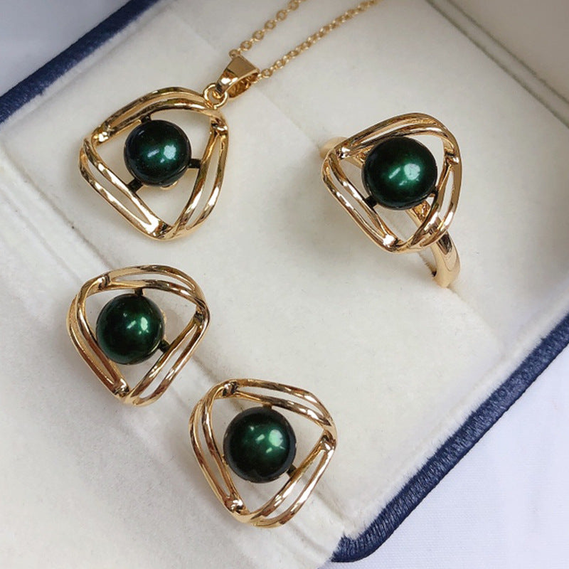 Schlichtes und Exquisites Süßwasserperlen-Collier-Set