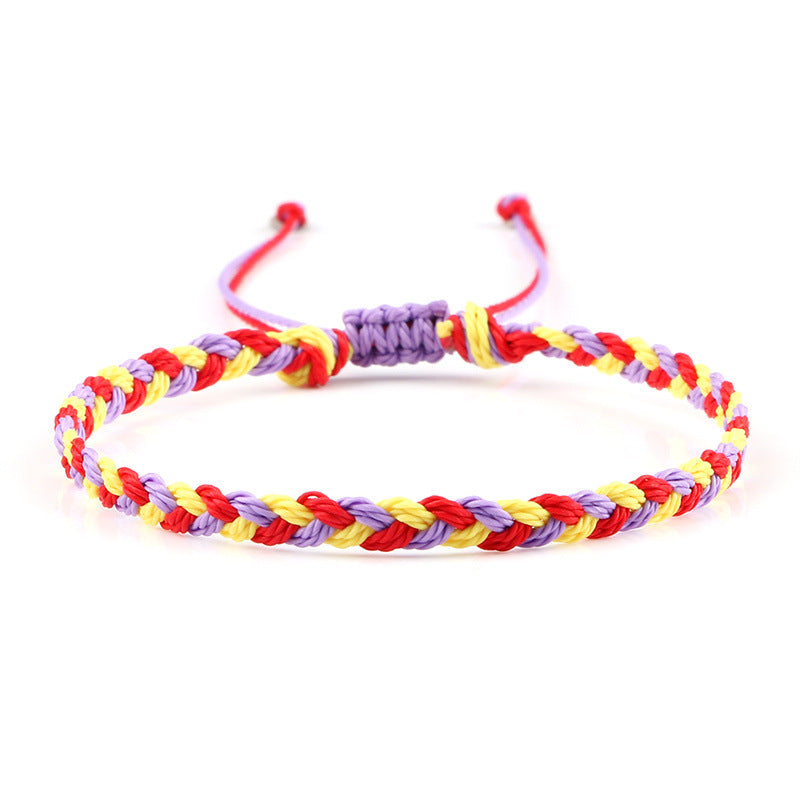 Cuerda de cera trenzada, correa de mano para manualidades, trenza de tres hilos con colores entrecruzados