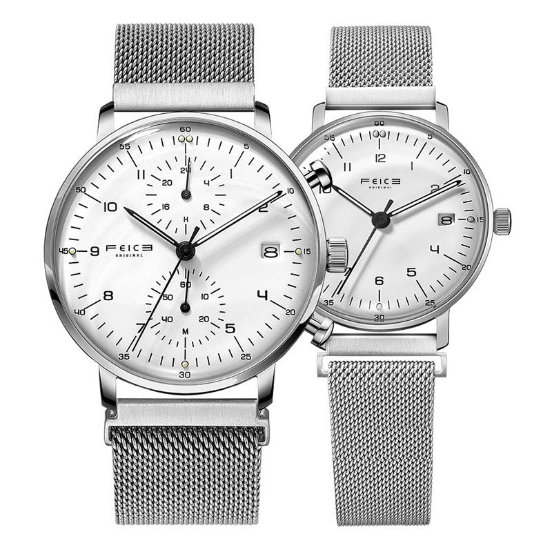 Herren- und Damenmode, schlichte, wasserdichte Gürtel-Armbanduhr