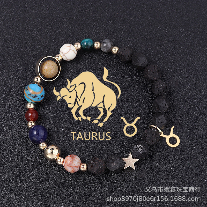 Natural Volcanic Rock Twelve Constellations Bracelets Fashion European And American Style